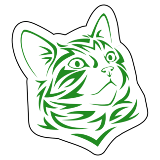 Tribal Cat Sticker (Green)